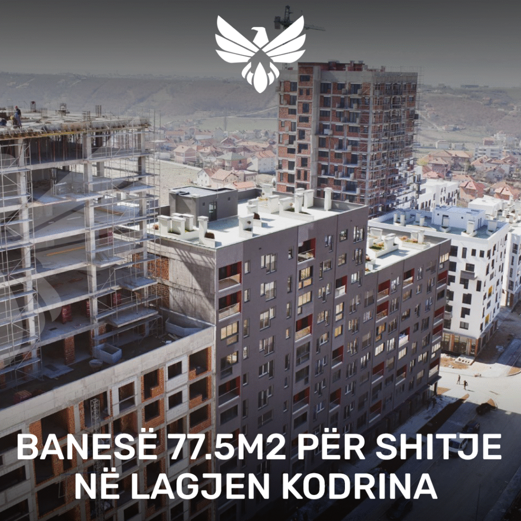 Ofrohet për shitje banesa me sipërfaqe neto 77.5m², me lokacion te Rruga C, në Lagjen Kodrina, ndërtim nga Tregtia.